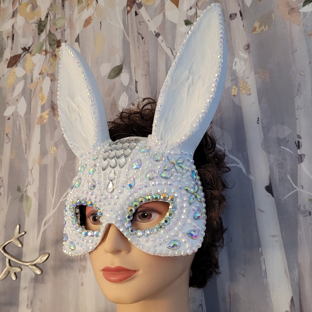 Bunny Bling Mask Dazzling Acrylic Pearls & Crystals